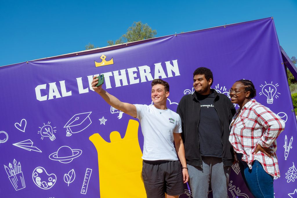 From left to right are Cal Lutheran students Dominic Berger, Bradley Bedgood and Zaria Opara. Photo: Kim Fox